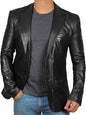 Genuine Black Lamb Skin Leather Blazzer Jacket For Men.