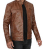 Genuine Tan Lamb Skin Leather Jacket For Men.