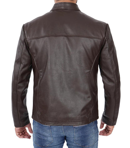 Genuine Brown Lamb Skin Leather Jacket For Men.