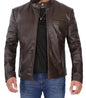 Genuine Brown Lamb Skin Leather Jacket For Men.