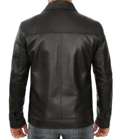 Genuine Black Lamb Skin Leather Jacket For Men.